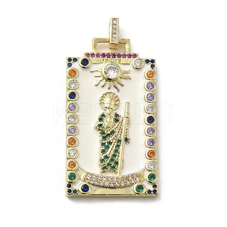 Brass Micro Pave Cubic Zirconia Pendants with Enamel KK-H458-05G-01-1