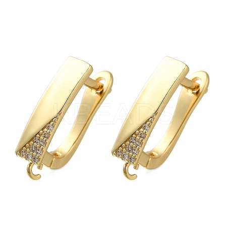 Rack Plating Brass Micro Pave Cubic Zirconia Hoop Earring Findings EJEW-H143-10G-1