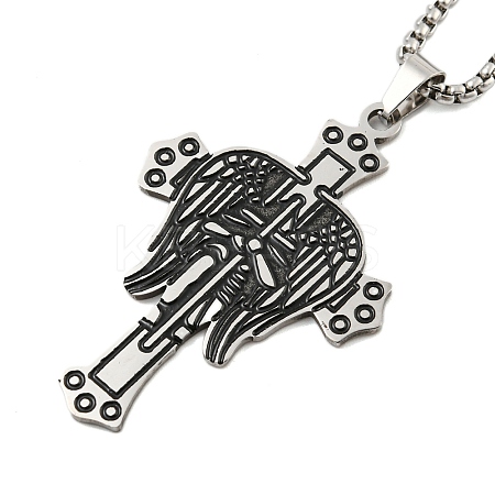 201 Stainless Steel Pendant Necklaces NJEW-H030-03P-1