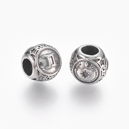 316 Surgical Stainless Steel European Beads STAS-P212-18P-12-1