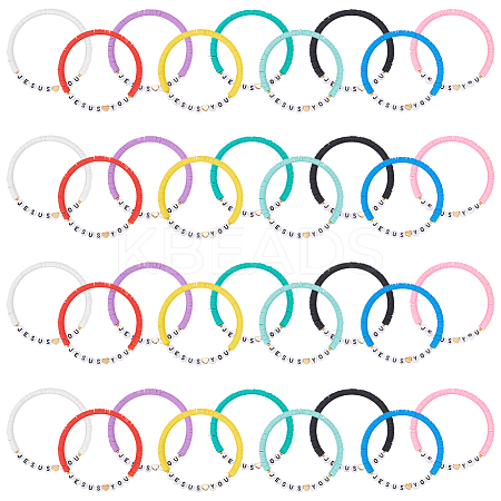 36Pcs 9 Styles Polymer Clay Beads Bracelets for Women Men BJEW-UN00010-1