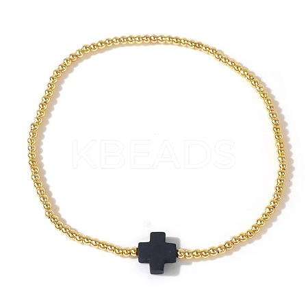 Brass Round Beads Stretch Bracelets VH4184-1-1