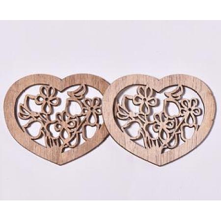 Natural Wood Filigree Joiners Links WOOD-WH0113-44-1