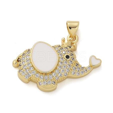 Elephant Brass Micro Pave Cubic Zirconia and Enamel Pendants KK-M319-05G-02-1