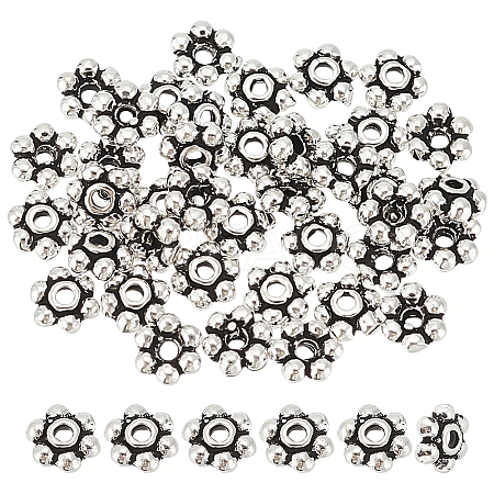 40Pcs Tibetan Style 925 Sterling Silver Spacer Beads FIND-BC0005-03AS-1