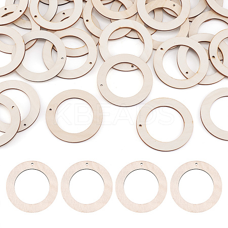 Undyed Wood Pendants WOOD-TA0001-46B-1