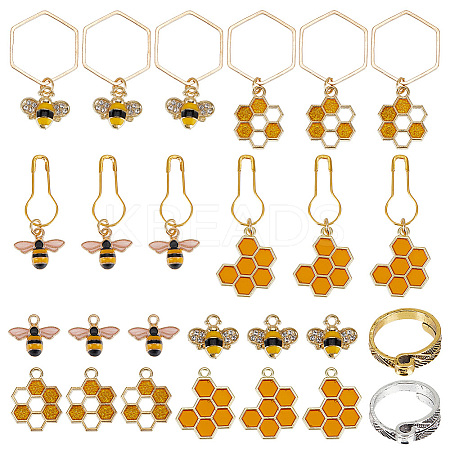 26Pcs Bees Honeycomb DIY Knitting Tool Sets HJEW-GO00003-1