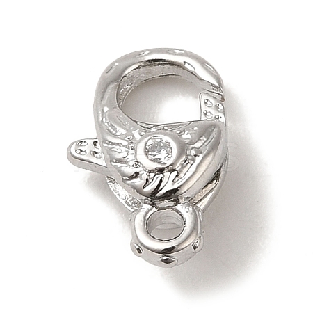 Brass Micro Pave Clear Cubic Zirconia Lobster Claw Clasps LS-KK-K371-11B-P-1