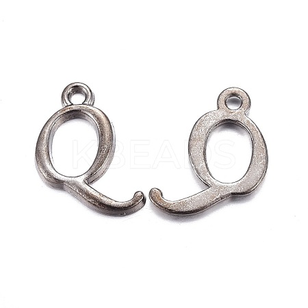 Gunmetal Plated Alloy Letter Pendants PALLOY-P097-03-Q-1