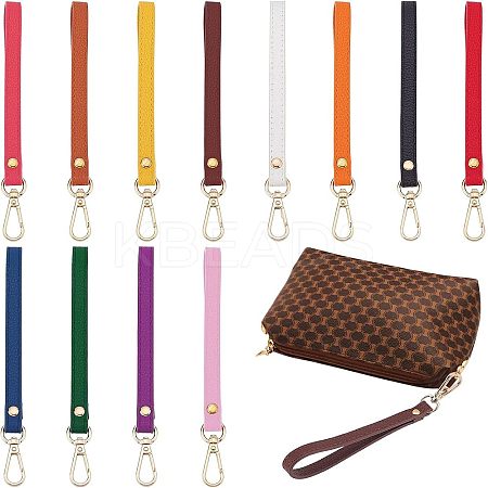 12Pcs 12 Colors PU Leather Wrist Strap Keychains KEYC-CA0001-19-1