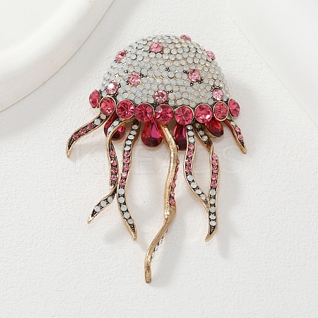 Jellyfish Alloy Rhinestones Tassel Brooches JEWB-S022-11C-1