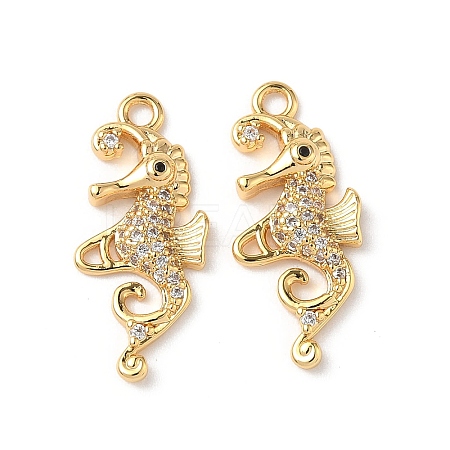 Brass Micro Pave Clear Cubic Zirconia Pendants KK-D504-14G-1