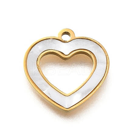 304 Stainless Steel Hollow Heart Charms STAS-Q348-08G-1