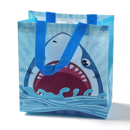 Cartoon Printed Shark Non-Woven Reusable Folding Gift Bags with Handle LS-ABAG-F009-D01-1