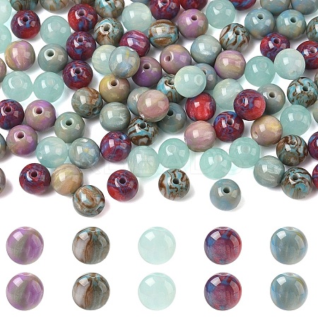 100Pcs 5 Colors Resin Beads RESI-YW0005-50-1
