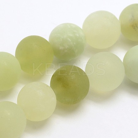 Natural New Jade Stone Frosted Round Bead Strands G-O039-06-6mm-1