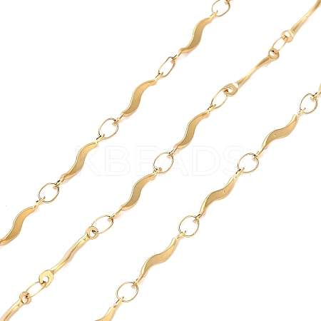 304 Stainless Steel Wavy Bar Link Chains CHS-H116-01D-G-1