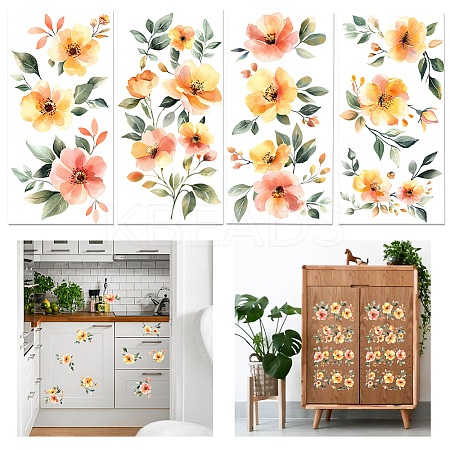 4Pcs 4 Styles Flower and Angel PVC Waterproof Decorative Stickers DIY-WH0657-049-1