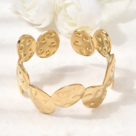 Hammered 304 Stainless Steel Cuff Bangles for Women BJEW-T030-03G-1