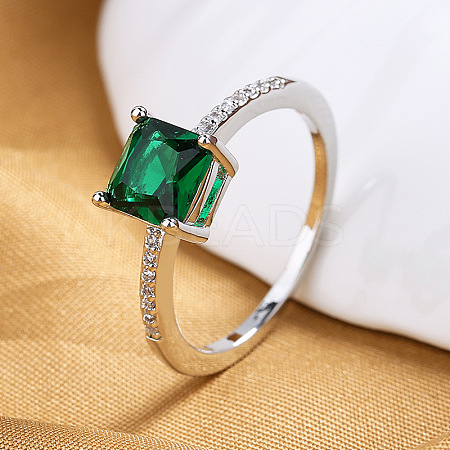 Brass Micro Pave Cubic Zirconia Finger Rings for Women FS-WG14AB5-05-1