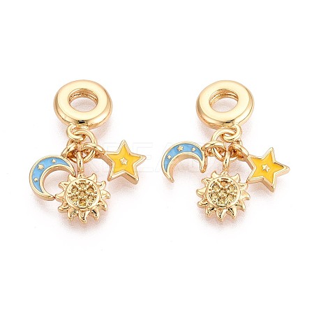 Brass Micro Pave Clear Cubic Zirconia and Enamel European Dangle Charms KK-T079-73G-1