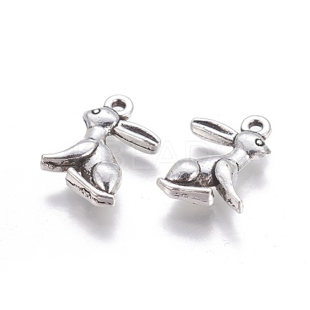 Tibetan Style Alloy Rabbit Pendants X-TIBEP-1437-AS-LF-1