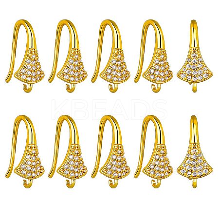 10 Pair Brass Micro Pave Clear Cubic Zirconia Earring Hooks ZIRC-SZ0005-01-1