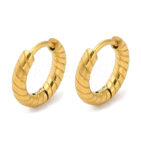 Ion Plating(IP) 304 Stainless Steel Twist Rope Huggie Hoop Earrings EJEW-G374-01A-G-1