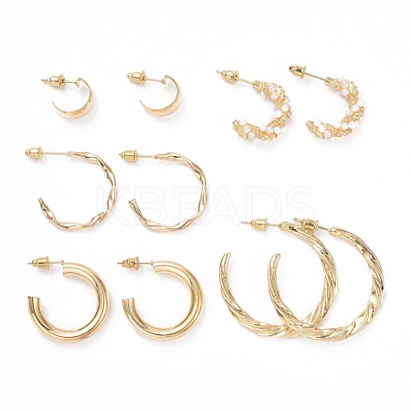 C-shape Stud Earrings EJEW-D277-15G-1