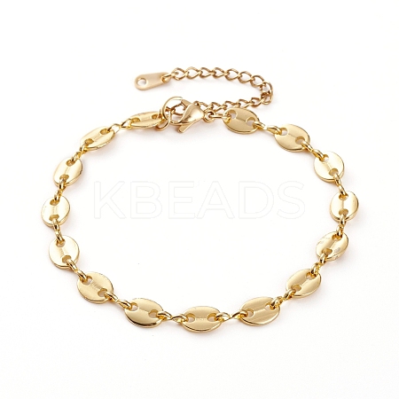 Brass Coffee Bean Chain Bracelets BJEW-JB05859-1