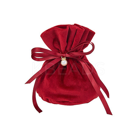 Velvet Jewelry Bags with Drawstring & Plastic Imitation Pearl TP-CJC0001-03A-1