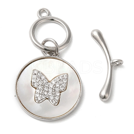 Brass Micro Pave Clear Cubic Zirconia Toggle Clasps KK-N254-92P-1