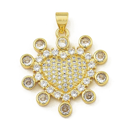Rack Plating Brass Pave Cubic Zirconia Pendants KK-U029-07G-1