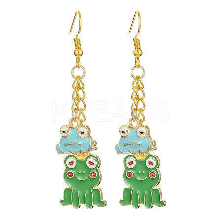 Alloy Enamel Frog Dangle Earrings with Iron Earring Pins for Women EJEW-JE05421-03-1