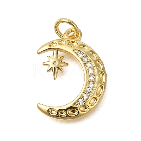 Rack Plating Brass Micro Pave Cubic Zirconia Pendants ZIRC-F142-13D-G-1