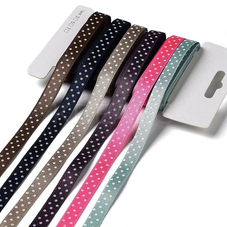 18 Yards 6 Colors Polyester Polka Dot Ribbon SRIB-C001-B05-1