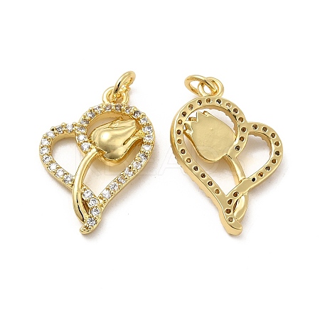 Brass Micro Pave Clear Cubic Zirconia Pendants KK-E068-VB192-1