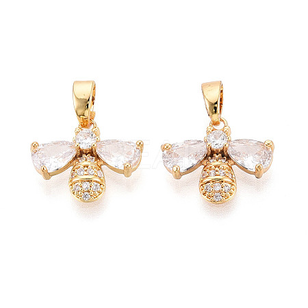 Brass Micro Pave Cubic Zirconia Charms KK-N272-10G-1