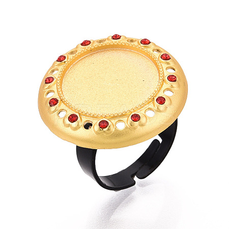 Adjustable Alloy & Iron & Rhinestone Bezel Cup Ring Base with Rotatable Tray MAK-T012-10G-1
