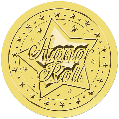 Gold Foil Paper Picture Stickers STIC-WH0030-001-1