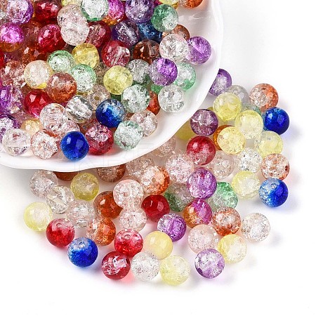 Baking Paint Transparent Crackle Glass Beads DGLA-Q018-8mm-M01-1