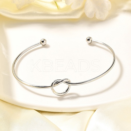 Non-Tarnish Knot Shape Cuff Bangle LS-BJEW-N013-007-1