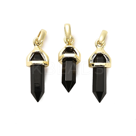 Natural Obsidian Double Terminal Pointed Pendant G-H097-01G-07-1