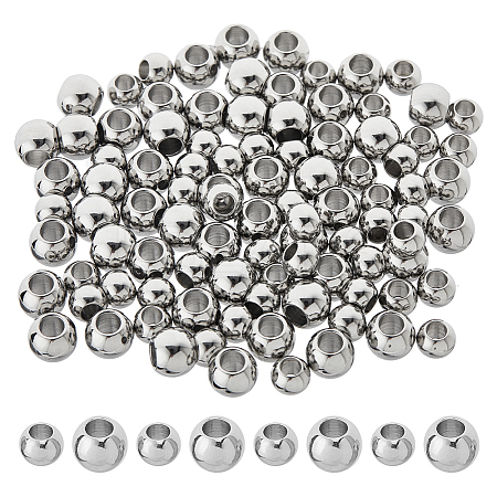 120Pcs 2 Styles 304 Stainless Steel European Beads FIND-HS0001-23-1