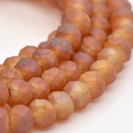 Full Rainbow Plated Faceted Rondelle Glass Beads Strands EGLA-J054-4x3mm-FR03-1
