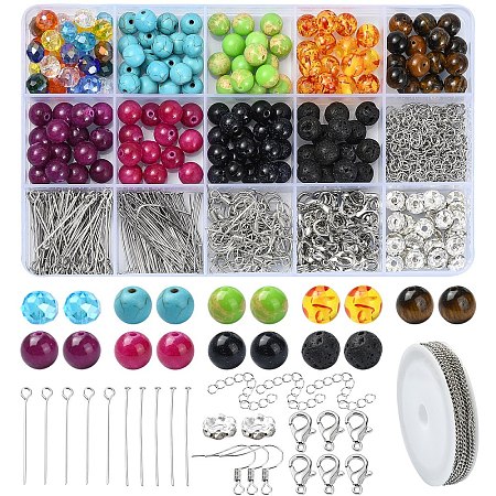 DIY Natural & Synthetic Mixed Gemstone Necklaces Dangle Earrings Making Kit DIY-YW0008-59-1