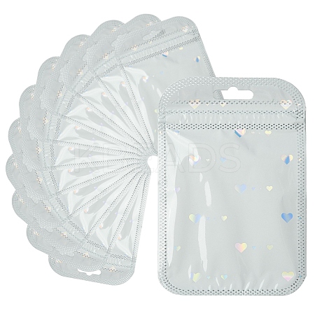 50Pcs Glitter Heart Holographic Plastic Yin-yang Zip Top Gift Bags OPP-YW0001-09A-1