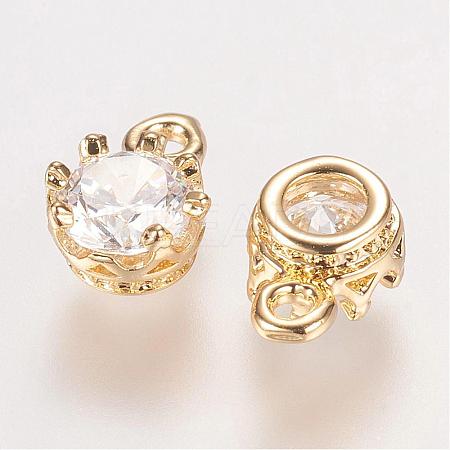 Brass Rhinestone Charms RB-E507-02G-1