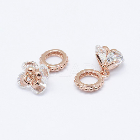 Brass Micro Pave Cubic Zirconia European Dangle Charms LS-ZIRC-P067-12RG-NR-1