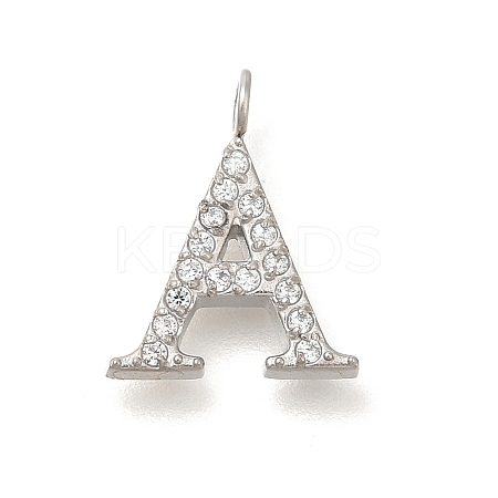 304 Stainless Steel Micro Pave Cubic Zirconia Pendants STAS-H228-06P-A-1